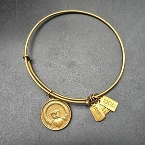 Wind and Fire Gold Tone Claddagh Charm Bangle Bracelet